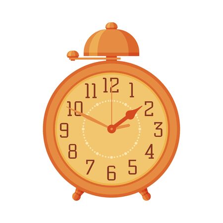 Orange Old Fashioned Alarm Clock, Time Measuring Instrument Vector Illustrationのイラスト素材