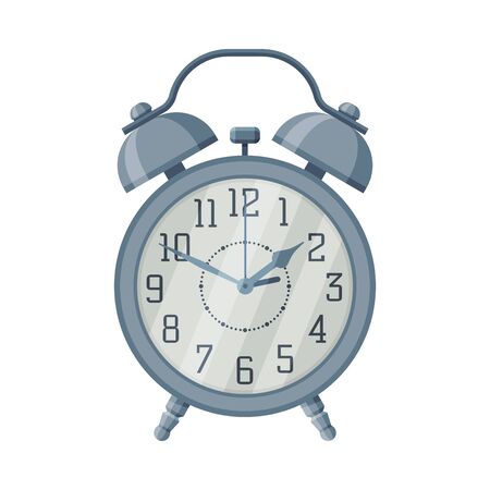 Metal Old Fashioned Alarm Clock, Time Measuring Instrument Vector Illustration on White Background.のイラスト素材