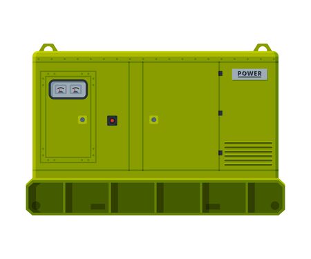 Industrial Power Immovable Generator, Diesel Electrical Engine Equipment Vector Illustration on White Background.のイラスト素材