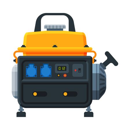 Small Portable Power Generator, Electrical Engine Equipment Vector Illustration on White Background.のイラスト素材