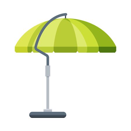 Green Sunshade Umbrella, Modern Garden Furniture Design, Outdoor Equipment Flat Vector Illustrationのイラスト素材