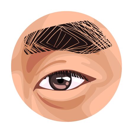 Brown Eye in the Circle, Human Body Part Vector Illustrationのイラスト素材