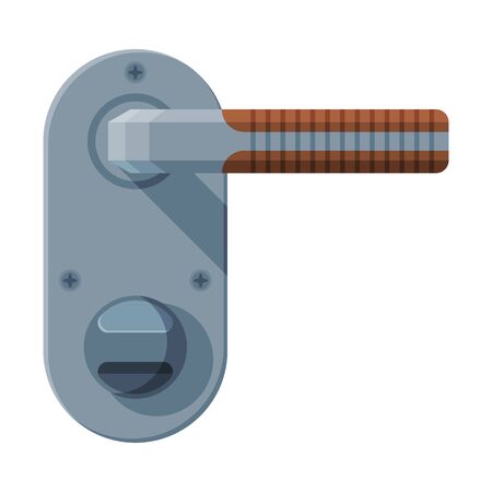 Metal Door Handle and Lock, House or Apartment Interior Element Flat Style Vector Illustrationのイラスト素材