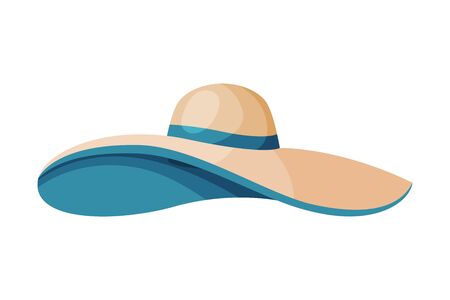 Female Hat, Fashion Headdress, Sun Protection Headwear for Lady Flat Vector Illustrationのイラスト素材