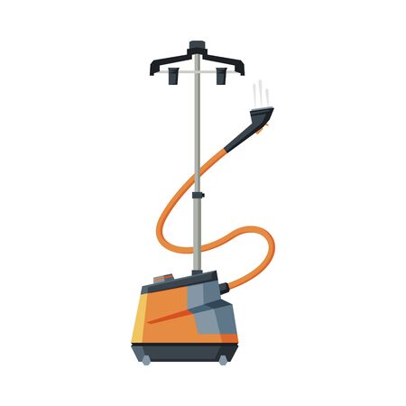 Electric Cloth Steamer Laundry Appliance, Ironing Clothes Device Vector Illustrationのイラスト素材