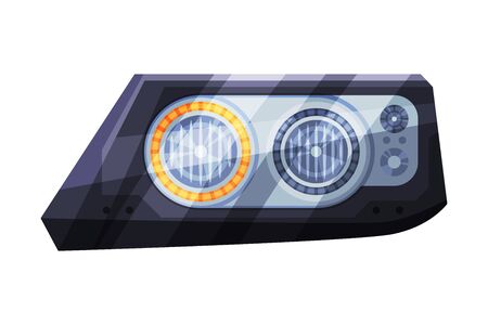 Modern Led Auto Headlights, Brake Rare Headlamps Flat Style Vector Illustration on White Backgroundのイラスト素材