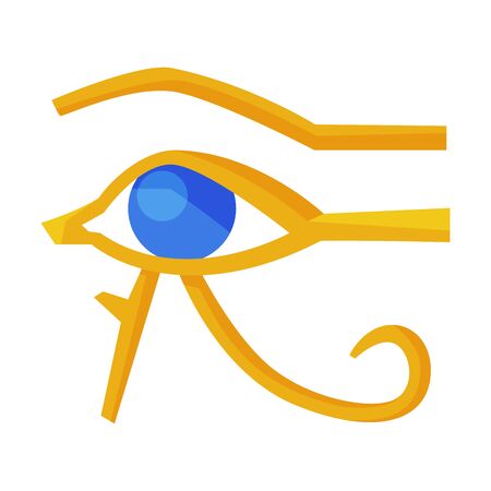 Eye of Horus Egypt Deity, Eye of Ra, Egyptian Hieroglyphic Mystical Sign, Ancient Symbol of Egypt Flat Style Vector Illustration on White Backgroundのイラスト素材