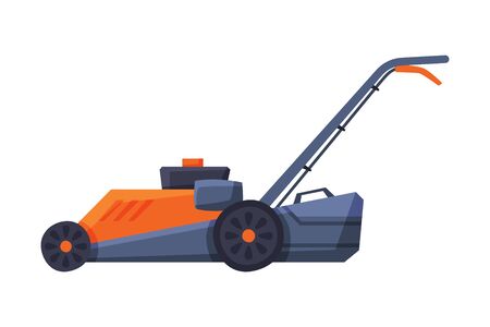 Lawn Mower Garden Machine Flat Style Vector Illustration on White Backgroundのイラスト素材