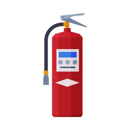 Red Fire Extinguisher, Firefighting Equipment Flat Style Vector Illustration on White Backgroundのイラスト素材