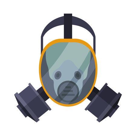 Firefighter Oxygen Mask, Fire Fighting Equipment Flat Style Vector Illustration on White Backgroundのイラスト素材