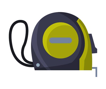 Roulette Measure, Construction Tool Flat Style Vector Illustration on White Backgroundのイラスト素材