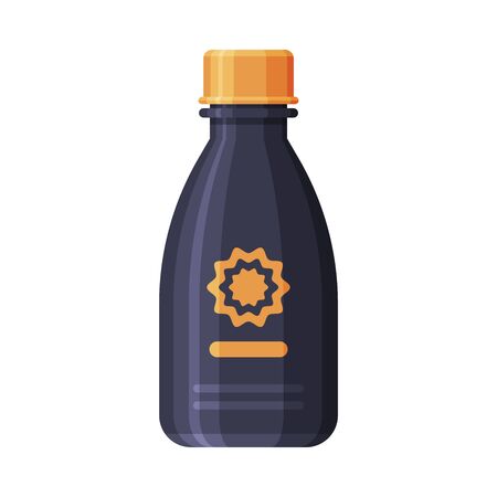 Plastic Bottle, Cosmetic or Medicine Packaging Flat Style Vector Illustration on White Backgroundのイラスト素材