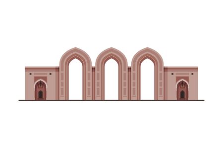 Medieval Historical Building, Muscat City Architecture, Oman Country Famous Landmark Flat Vector Illustrationのイラスト素材