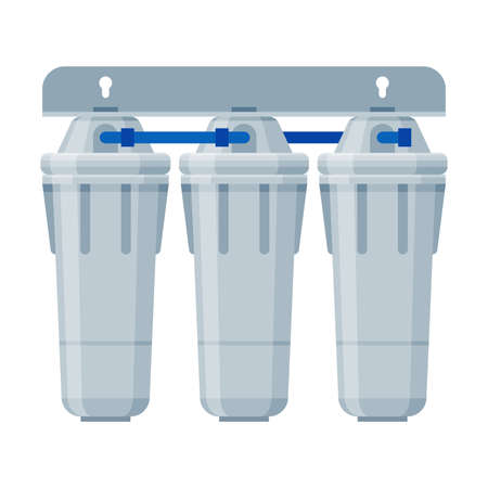 Water Filters, Clean Water Component, Special Modern Technologies for Liquid Purification Vector Illustration on White Backgroundのイラスト素材