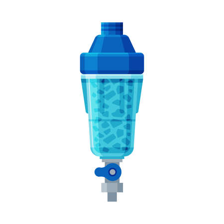 Water Filter, Clean Water Component, Special Technology for Liquid Purification Vector Illustration on White Backgroundのイラスト素材