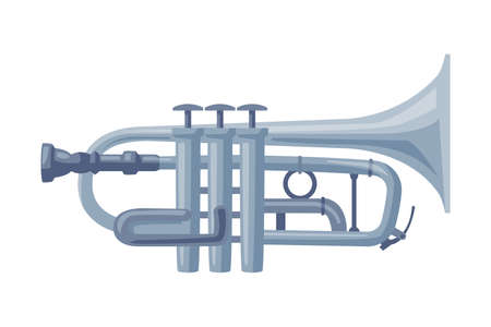 Tuba Classical Wind Musical Instrument Flat Style Vector Illustration on White Backgroundのイラスト素材