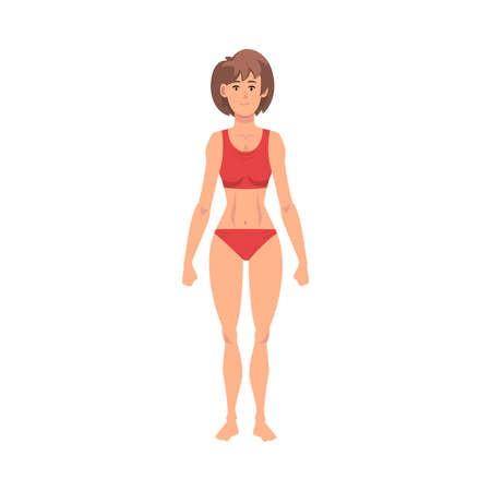 Half-Undressed Female Standing and Making Roentgen Vector Illustrationのイラスト素材