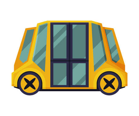 School Bus, Students Transportation Modern Vehicle Flat Style Vector Illustration on White Backgroundのイラスト素材