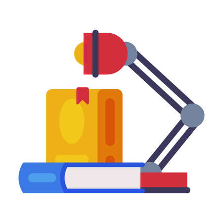 Lamp and an Books Flat Style, Back to School Concept Vector Illustration on White Backgroundのイラスト素材