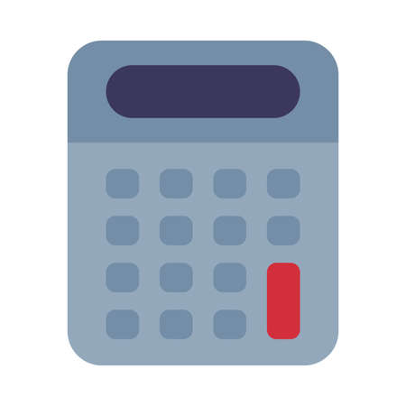 Electronic Portable Calculator School Supplies, Educational and Back to School Elements Flat Style Vector Illustrationのイラスト素材