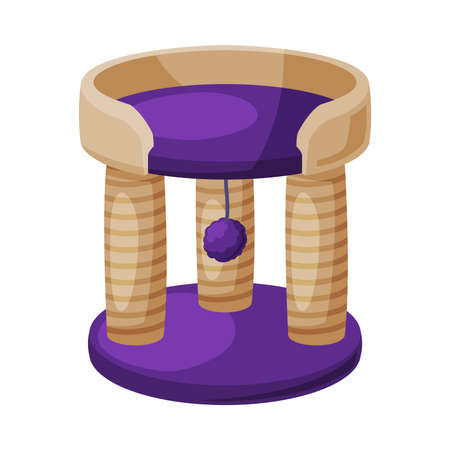 Cat House with Scratching Posts, Comfortable Home for Pet Animals Cartoon Style Vector Illustrationのイラスト素材