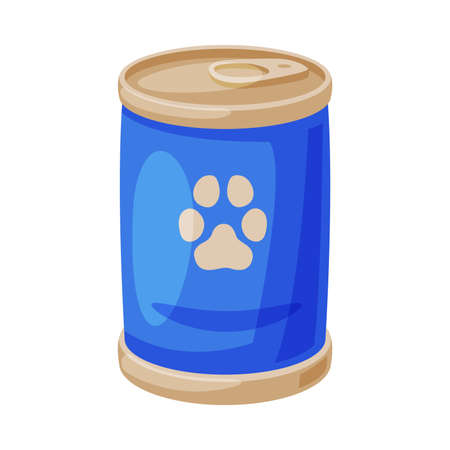 Aluminum Can Pet Food Cartoon Style Vector Illustration on White Backgroundのイラスト素材