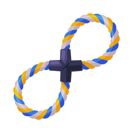 Dog Rope, Pet Stuff, Pet Animal Training Equipment Cartoon Style Vector Illustration on White Backgroundのイラスト素材