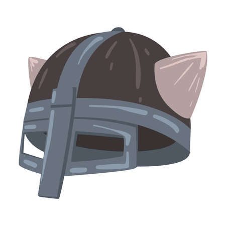 Horned Viking Helmet, Scandinavian, Celtic Solder Part of Clothes Vector Illustrationのイラスト素材