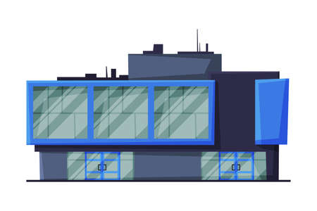 Modern Retail Store or Shopping Center Building, Urban Architecture Design Element Flat Vector Illustrationのイラスト素材