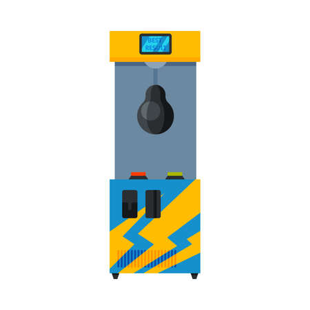 Boxing Game Machine with Punching Bag, Gaming Machinery Vector Illustrationのイラスト素材