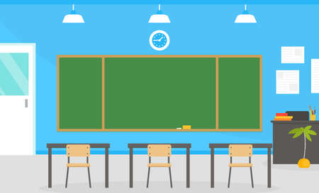 Empty School Classroom Interior, Back to School Concept Cartoon Vector Illustrationのイラスト素材