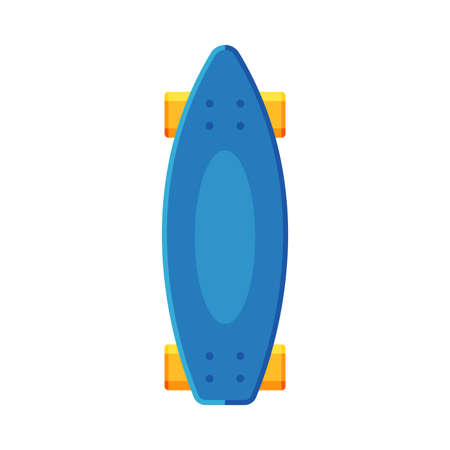 Blue Plastic Skateboard, View from Above Flat Vector Illustrationのイラスト素材