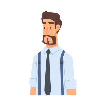 Surprised Businessman, Office Worker Character in Formal Style Clothes, Business Avatar Cartoon Style Vector Illustrationのイラスト素材