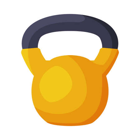 Orange Kettlebell Fitness and Sports Equipment Vector Illustration on White Backgroundのイラスト素材