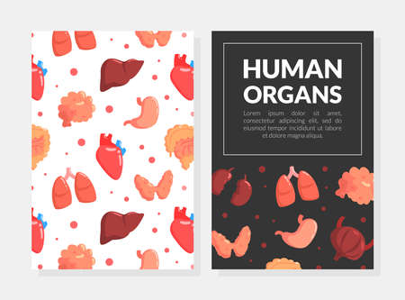 Human Organs Business Card, Medical Science Innovation for Health Care, Transplantation, Bioengineering Concept Vector Illustrationのイラスト素材