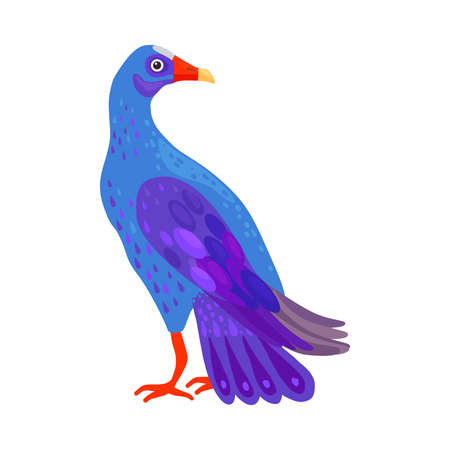 Tropical Bird with Bright Feathers as Warm-blooded Vertebrates or Aves Vector Illustrationのイラスト素材