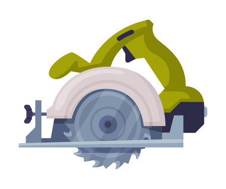Powered Circular Saw with Tough Blade with Hard Toothed Edge Vector Illustrationのイラスト素材