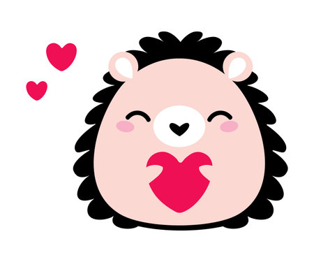 Prickly Hedgehog Holding Heart as Valentine Day Celebration Vector Illustrationのイラスト素材