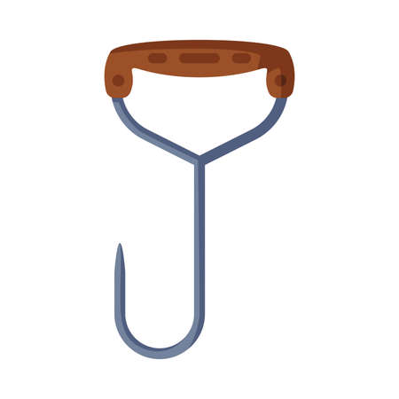 Hook as Industrial Equipment and Implement for Woodcutting and Timber Felling Vector Illustrationのイラスト素材