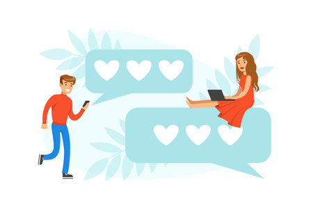 Using Website for Dating or Searching for Romantic Partnerのイラスト素材
