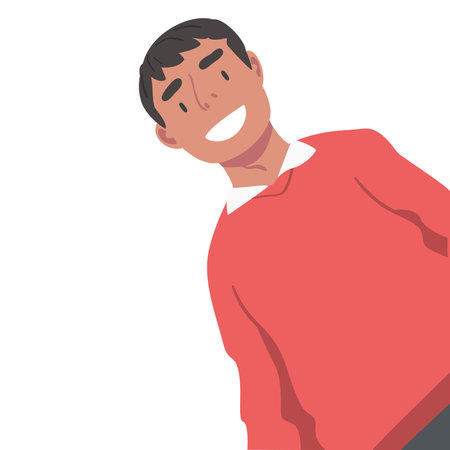 Friendly Guy Looking at Camera from Above Vector Illustrationのイラスト素材