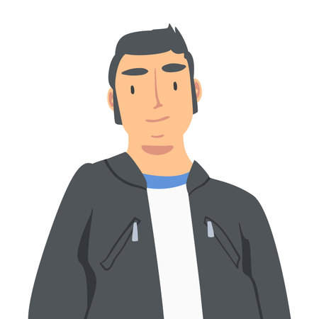 Smiling Man Looking at Camera from Above Vector Illustration