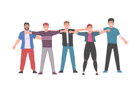 Group of People Standing Together Embracing Each Other, Friendship, Solidarity, Cooperation and Help...