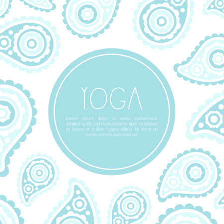 Yoga Banner Template, Traditional Medicine, Meditation Class, Spa Center or Spiritual Practice Card, Poster, Background, Brochure Hand Drawn Vector Illustrationのイラスト素材
