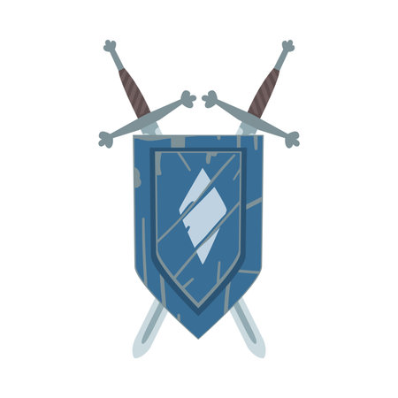 Coat of Arms on Escutcheon or Shield with Crossed Swords Vector Illustrationのイラスト素材