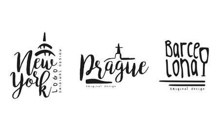 City and Capitals Name Original Design Vector Setのイラスト素材