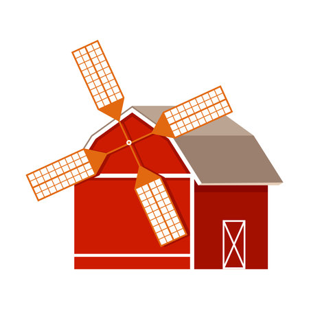 Flour Mill with Rotating Wind-stick or Blades Vector Illustrationのイラスト素材
