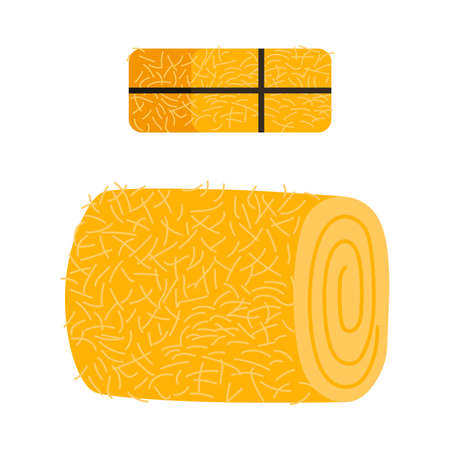 Rolled and Pressed Dry Hay as Crop Harvesting Vector Illustrationのイラスト素材