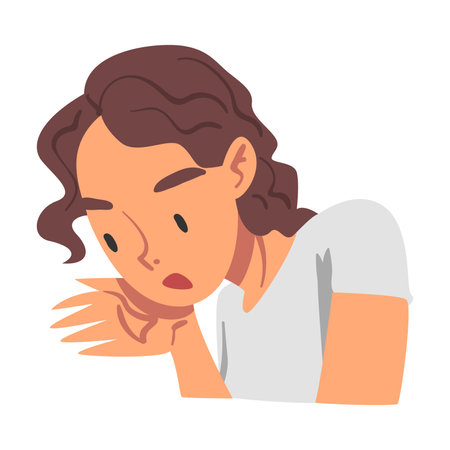 Girl Shouting with Anger and Gesturing, Person Expressing Disagreement or Disapproval Emotions Cartoon Vector Illustrationのイラスト素材