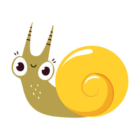 Cute Funny Snail, Lovely Gastropod Creature Cartoon Vector Illustrationのイラスト素材